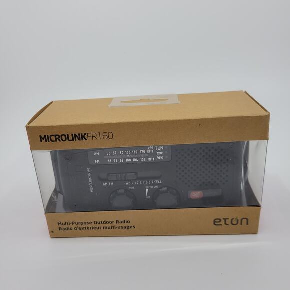 Eton Microlink FR160 Black Multi-purpose Outdoor Radio Crank Solar-powered New - Picture 1 of 9
